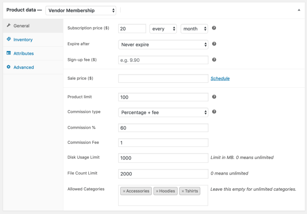 The WC Vendors Membership WooCommerce extension lets you set various limits