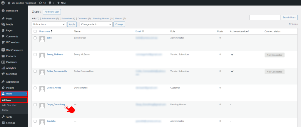 Selecting a Pending Vendor