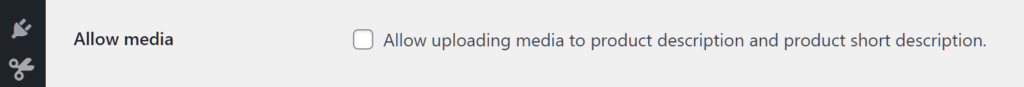 Vendor product form Allow Media option