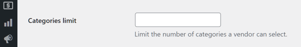 Vendor product form Categories Limit option