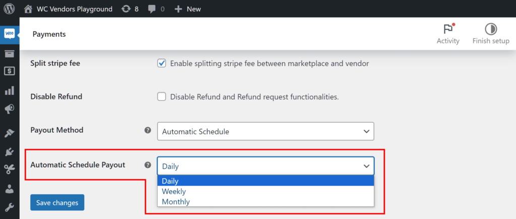 Choosing the Automatic Schedule Payout