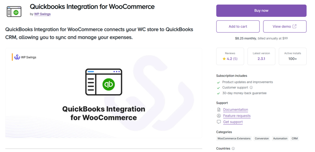 purchase Quickbooks integration for WooCommerce