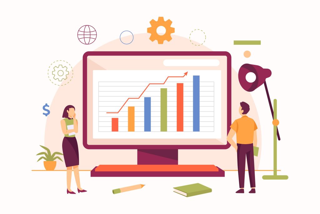 Illustration depicting the process of setting clear metrics to assess vendor performance