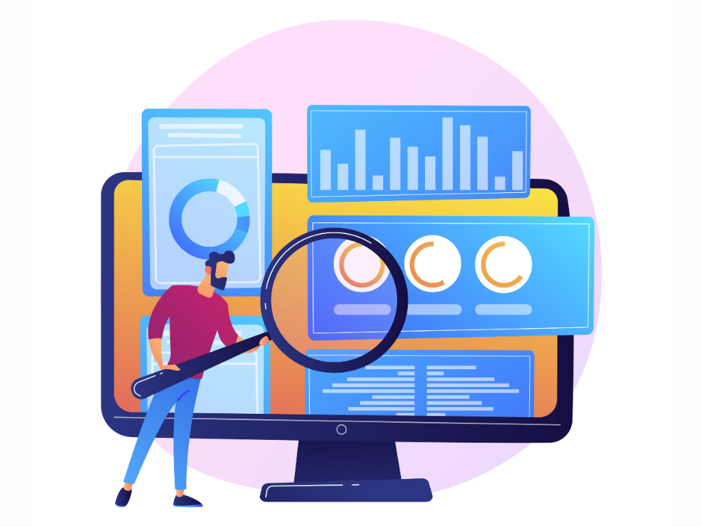 Illustration showing the process of collecting and analyzing data to monitor vendor performance effectively