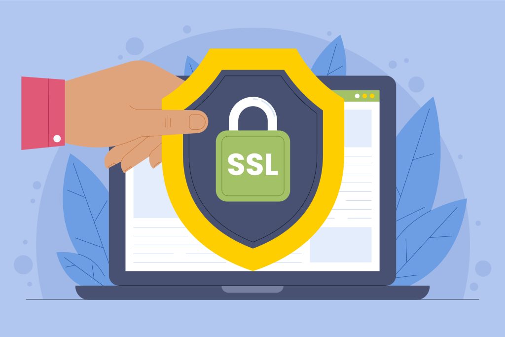 A laptop displaying an SSL certificate to secure online transactions