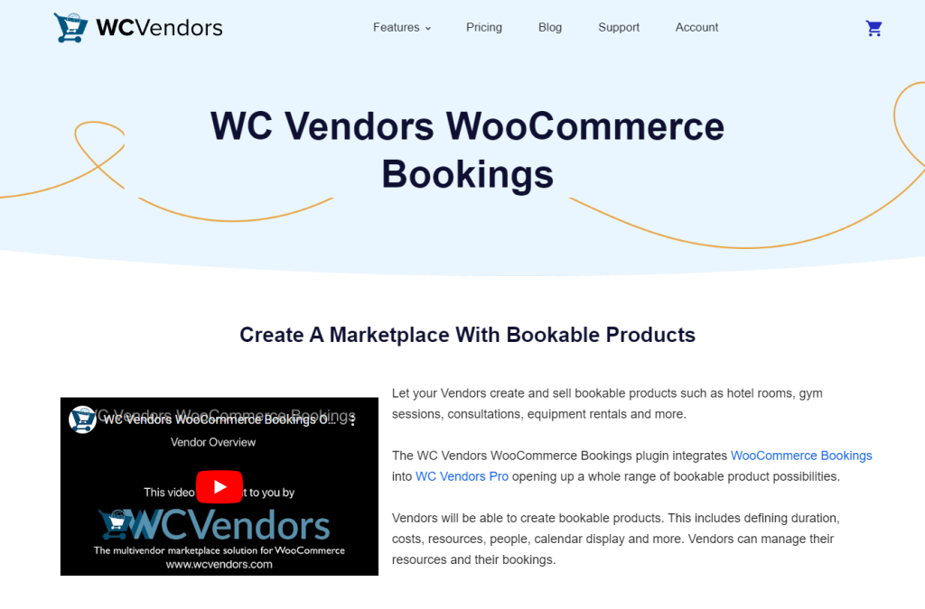 WC Vendors WooCommerce Bookings plugin interface