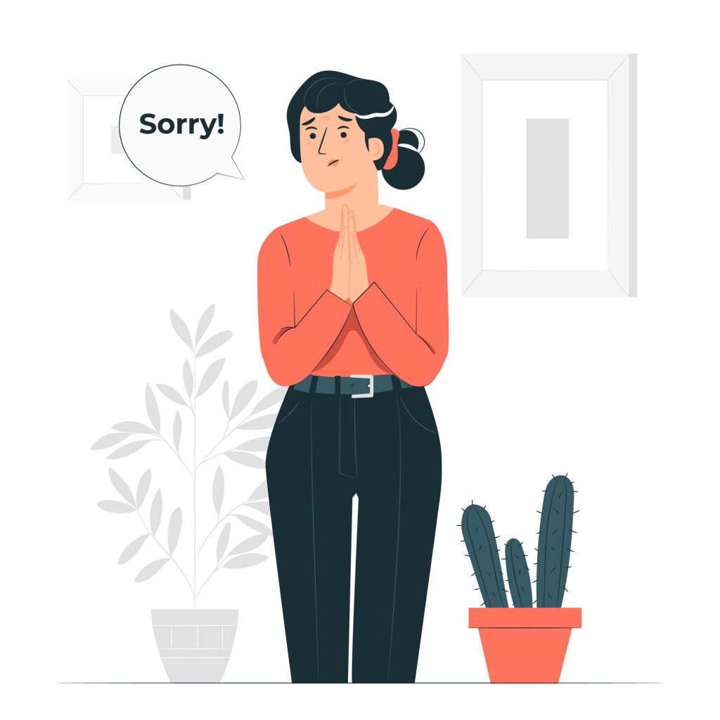 a woman apologizing