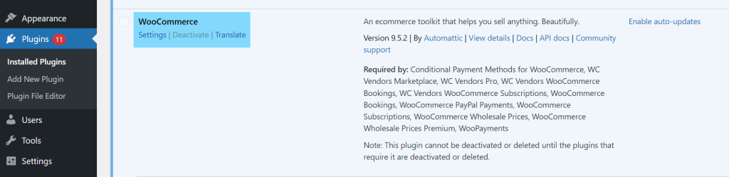 Activate WooCommerce Plugin 